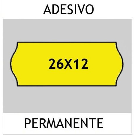 Etichette per prezzatrici 26x12 Fluorescente GIALLO adesivo Permanente