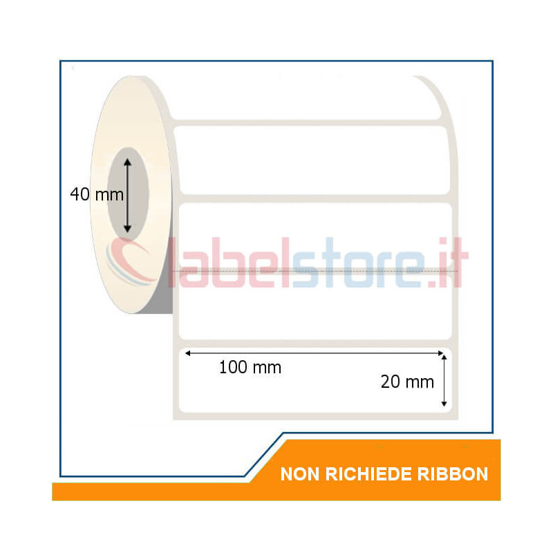 ROTOLO ETICHETTE TERMICHE METO T+B BIANCHE Permanenti 40mm x 24mm