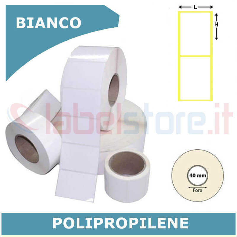 100x150 mm Etichette adesive polipropilene PPL BIANCO in rotolo stampabili  a trasferimento termico