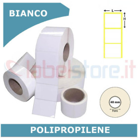 20x20 mm Etichette polipropilene PPL BIANCO lucido stampabili in rotolo - adesivo forte